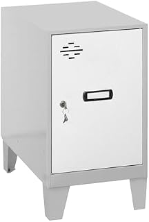 SimonRack Simonlocker Kommode, klein, 575 x 300 x 500 mm, Amario aus Metall, inkl. Schlüssel, Grau/Weiß