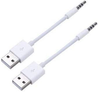 Wpeng Mini USB Cable,2 Pack 4 Inch Length 3.5mm 2 in 1 USB Charger and SYNC Data Cable for Apple iPod Shuffle 3rd / 4th / 5th /6th /7th Generation