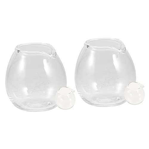 OSALADI 4pcs Mini Clear Glass Coffee Pitcher Japanese Style Pitcher with Spout for Sauce Honey and Seasonings for Home Coffee Bars and Restaurants
