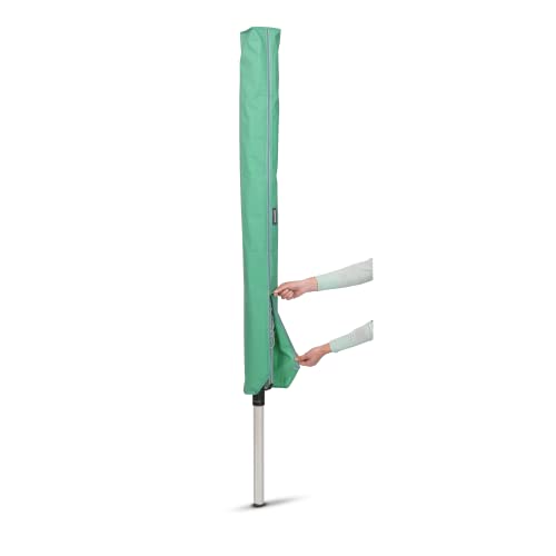 Image of Brabantia Lift-O-Matic Outdoor 4 Arm Clothesline (197 ft /O 1.8 inch) Height Adjustable, Folding Clothes Drying Rack + Ground Spike & Cover (Gray)