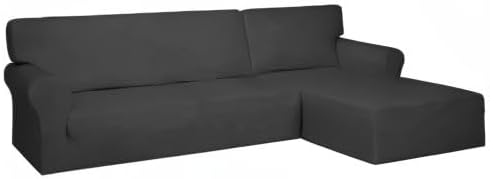 Miniatura 8 de PureFit - Fundas superelásticas para sofá modular en L, 2 fundas de elastano antideslizantes con borde elástico, ideal para niños y mascotas (Sofá