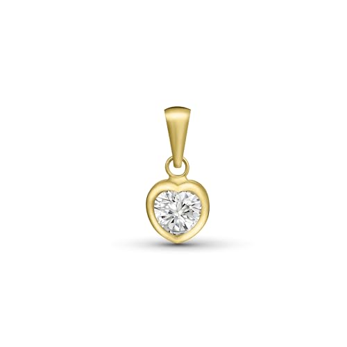 Amberta Allure Pendentif avec Zircone pour Femme en Or 9 Carats: Pendentif Cœur avec Zircone