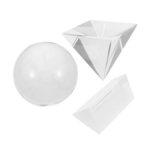 Alipis Crystal Ball Prism Kit 3pcs Optical Pyramids Right Angle Prism for Photography Science Classroom Optics Sets
