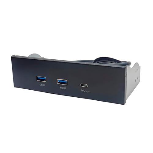 PEILINZE Panel de bahía de disco de 5.25 pulgadas USB 3.2 tipo C adaptador para carcasas de PC con doble puerto USB A y puerto tipo C de velocidad rápida