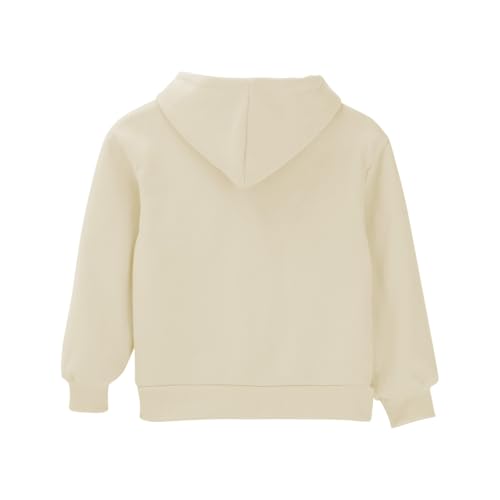 Kids Pullover Hoodies Plain Cute Hoodie Sweatshirts Oversized Thin Lightweight School Tops Clothes (Beige, 18-24 Months)3
