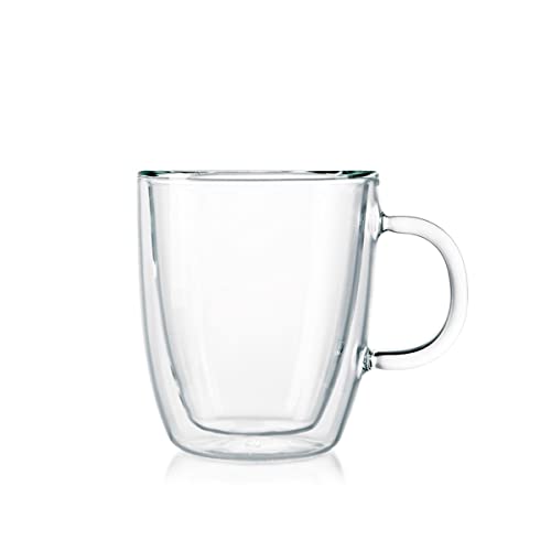 Image of Bodum 10oz Bistro Double Wall Insulated Mug, High-Heat Borosilicate Glass, Set of 6, Clear