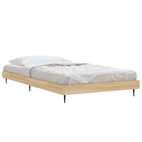 vidaXL Cadre de Lit sans Matelas, Lit Simple avec Sommier à Lattes, Lit Adulte, Meuble de Chambre à Coucher, Chêne Sonoma 100x200 cm