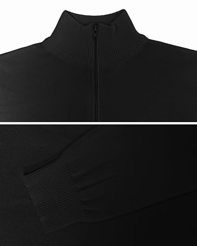 Men's Quarter Zip Sweaters Pullover Mock Neck Lightweight Knit Sweater Soild Warm Long Sleeve Top for Fall Winter2