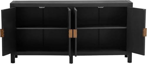 Retro-Vintage-Sideboard-Buffet-Cabinet-with-Doors-and-Adjustable-Shelves-Wood-Ash-Veneer-Sideboard-Storage-Cabinet-Accent-Cabinet-Console-Cabinet-for-Living-RoomHallway-Entryway-Black Retro Vintage Sideboard Buffet Cabinet with Doors and Adjustable Shelves Wood Ash Veneer Sideboard Storage Cabinet Accent Cabinet Console Cabinet for Living RoomHallway Entryway Black