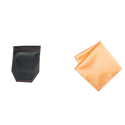 Image of LEONARDI Men's Solid Pocket Square & Pocket Square Holder For Men's Combo | Microfiber | 30cm x 30cm | Pack of 2