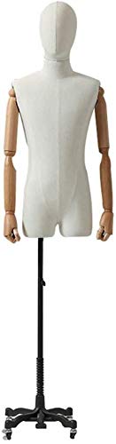 XSDAJSD Maniquí de Sastre Profesional con Brazos de maniquí, Torso de Sastre Blanco, Cabeza, Brazo, Busto, Modelo, Cuerpo, Marco