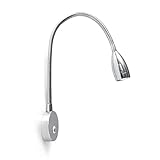 12V Reading Light Gooseneck Dimmable - RV Fixture LED Bedside Spotlight Marine Book Lamp with Blue Circle Night Light Surface Mounted on Trailer Caravan Interior Touring Car Boat Headboard Wall Light