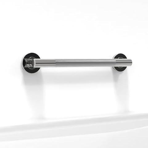 AmeriLuck 16 inches Designer Bath Safety Grab Bar with Anti-Slip Peened Grip, ADA Compliant 500lbs Loading Capacity, Collection Glacier, Stainless Steel Polished Cover
