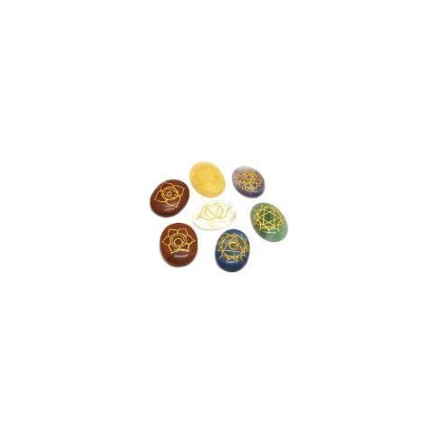 Cristales de sanación India 7 piezas grabado Chakras piedras Cover