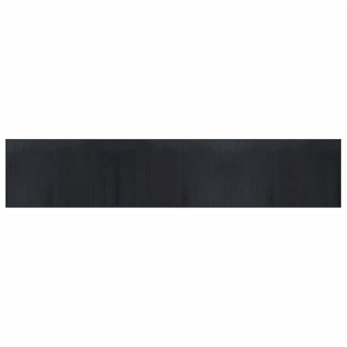 Alfombra de bambú moderna de 60 x 300 cm, alfombra rectangular negra para interiores y exteriores, material de polipropileno antideslizante, para sala de estar, camping y decoración del hogar