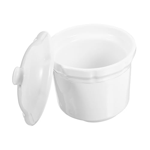 DECORNIJIA Cerámica Cazuela para Sopa con Tapa Recipiente para Estofados y Vapor Cuenco para Huevos y Fácil de Limpiar para Servir y Cocinar al Vapor