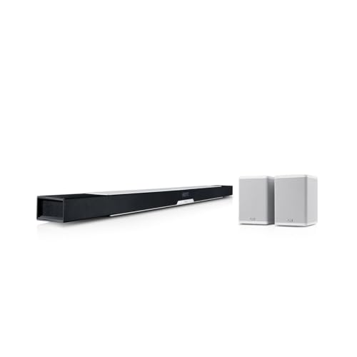 Teufel CINEBAR LUX Surround 5.0 Set - Soundbar mit Kabellosen Aktiv Rear-Speaker, Dolby Audio, W-LAN, Bluetooth, Multiroom, 4K-Pass-Through, Dynamore 3D, HDMI 3D ARC CEC - weiß