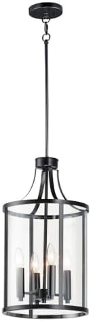 Maxim Sentinel - 4 Light Pendant-21.5 Inches Tall and 12 Inches Wide-Black Finish -Traditional Installation