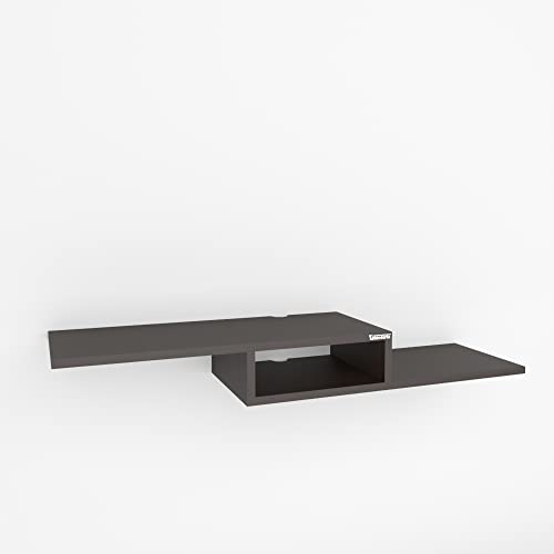 Image of ESTANTERIA Tv Unit Wall Mounted Engineered Wood TV Unit, TV Cabinet for Wall, TV Stand for Wall, TV Stand Unit Wall Shelf for Living Room, Set Top Box Wall Display Rack Stand (Standard, Wenge)