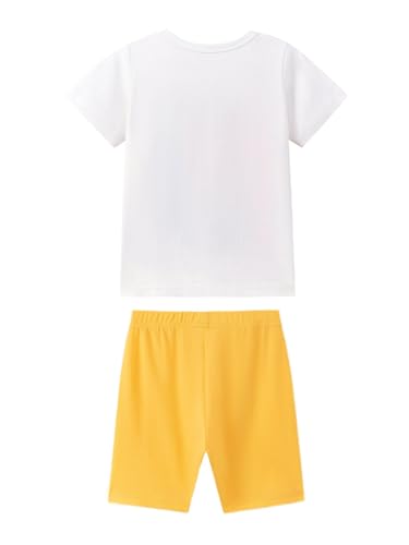 Image of HILEELANG Girls Cotton Short Set Summer 2 Piece Outfit T Shirt Shorts | 100% Cotton, Soft Breathable Fabric, 2 Piece Outfit Set, Elastic Waist, Summer Comfort for Toddler Little Girls