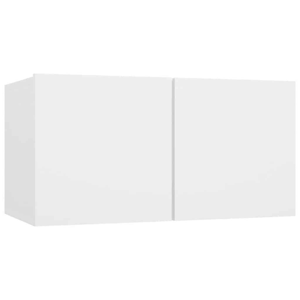 5-TLG. TV-Schrank-Set, Weiß Holzwerkstoff, Hängend, Modernes Media-Center für Wohnzimmer, Schlafzimmer, Viel Stauraum
