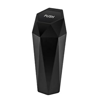 IUSOT Car Trash Can with Lid, Mini Car Bin, Diamond Design Small Automatic Portable Bin for Car, Leakproof Plastic Vehicle Trash Bin, Car Rubbish Bin (Black)