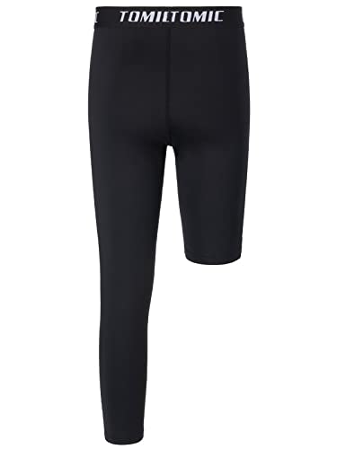 Tomic Youth Boys Kids One Leg 3/4 Leggings Compression Pants for Basketball Soccer Sports Athletic Training Tights Base Layer3