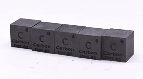 Image of 0.39 inch 10mm Carbon Cube C up to 99.9% Pure Periodic Table Element Engraved Density Collection Science Education Display Block Cube + Acrylic Case Box - 1PC