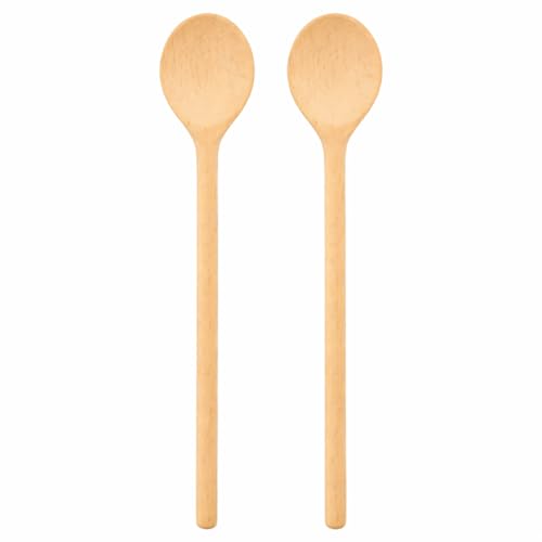 teemando® Lot de 2 grandes cuillères de cuisine ovales en bois solide de 40 cm pour la cuisine et la pâtisserie, garanties incassables en cas d'utilisation normale