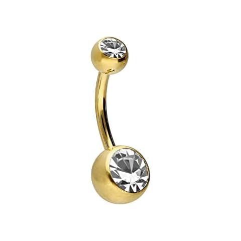 PIERCINGLINE Piercing Ombligo Acero Quirúrgico 2 CRISTALES Cover