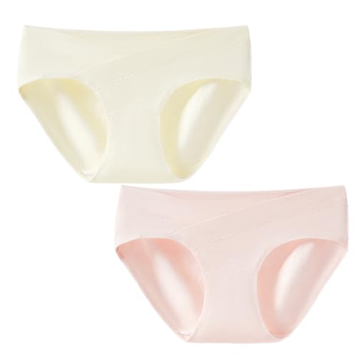 DOKRIN Braguitas para premamá,2 braguitas premamá XL de talle bajo, con escote en V y cruzadas, de algodón, finas, cómodas y con buen soporte.