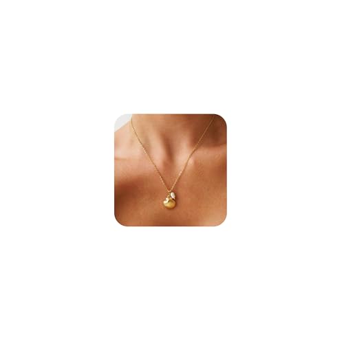 Ewrkbr Gold Necklace for Women,14K Gold Plated Shell Starfish Beach Necklaces Cute Boho Pendant Necklace Fashion Summer Waterproof Pearl Jewelry for Women