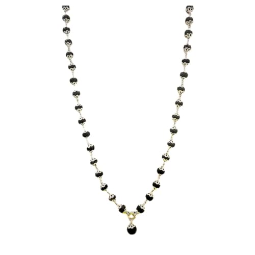 Image of SENDAN Original 925 Silver Karungali Malai with Cap (6MM, 54 +1 Beads, 24 Inches) / Government Lab Certified Malai