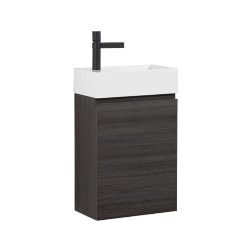 GOOM Gäste-WC Waschtisch 40 cm LINO Badmöbel Vormontiert Klein Waschbecken mit Unterschrank Mineralguss Waschbecken mit Lotus-Effekt (Anthrazit)