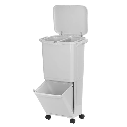 Caneca de Basura con 2 Capas y Ruedas 55L