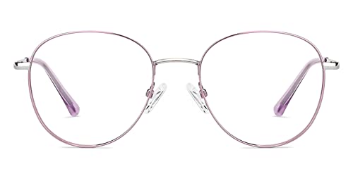 Image of VINCENT CHASE EYEWEAR Unisex Zero Power Bluecut & Antiglare Computer Eyeglasses For Eye Protection And Strain | Stainless Steel | Full Rim Round | Medium | Vc E13784