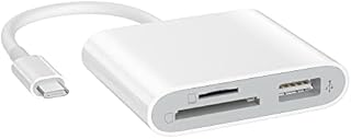 USB C to SD Card Reader with USB 3.0 Thunderbolt to Micro SD TF Card Reader 3 in 1 USB-C to USB Camera Memory Card Reader Adapter for iPad Pro MacBook Pro/Air iMac M1 XPS13/15 RRSITIAU (White)