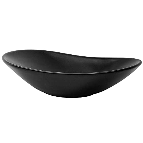 LuxeBath Waschbecken Keramik 630x360x155 mm oval Schwarz, Kieselstein Form, Aufsatzwaschbecken für Badezimmer/Gäste-WC, Modernes Aufsatzbecken, Waschtisch Waschschale Waschplatz Handwaschbecken Becken