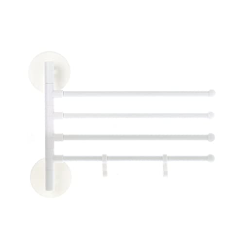 Porte-serviettes pivotant blanc 4 barres avec crochet auto-adhésif sans perçage