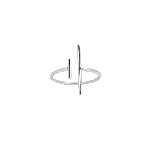 Bague ouverte argent massif fini asymétrique ajustable sans douleur