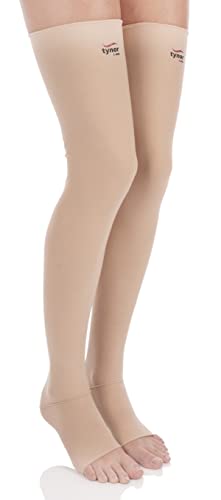 Image of Tynor Medical Compression Stocking Thigh High Class 2 (Pair), Beige, Large, Pack of 2 & Tynor Compression Stocking Mid Thigh Classic, Beige, Large, Pack of 2