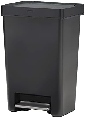 Rubbermaid Premier Series II Step-On Trash Can for Home and Kitchen, with Lid Lock and Slow Close, 12.4 Gallon, Charcoal, for Home/Kitchen/Garage/Apartment/Office
