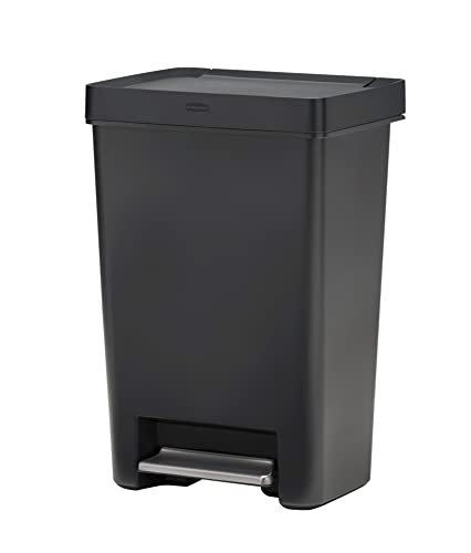 Comparison: Best Kitchen Trash Can For Dogs 8 Rubbermaid Premier Series II Step-On Trash Can for Home and Kitchen, with Lid Lock and Slow Close, 12.4 Gallon, Charcoal, for Home/Kitchen/Garage/Apartment/Office