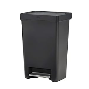 Rubbermaid Premier Series II Step-On Trash Can for Home and Kitchen, with Lid Lock and Slow Close, 13 Gallon, Charcoal