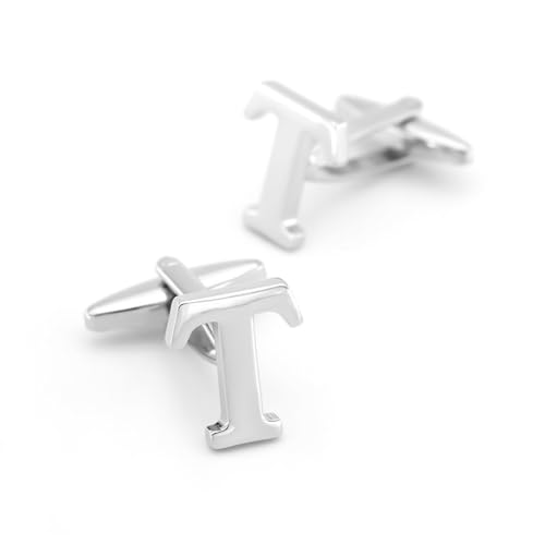 【2個セット】名前 おしゃれ カフス カフスボタン セット シンプル 頭文字 イニシャル アルファベット イニシャル 英字 T シャツ 結婚式 A B C D E F G H I J K L M N O P Q R S T U V W X Y Z (T)