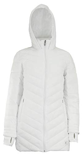 Spyder Women's Boudless Long Puffer Jacket, White Medium