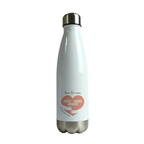 CADEAUX.COM - Gourde Isotherme "Coeur" - Personnalisable en Inox - Bouteille Isotherme 500 ml Avec Bouchon À Vis- Idée Cadeau Personnalisé Cover
