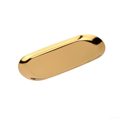 Piatto da portata dal design elegante in acciaio inox, perfetto per riporre gioielli o snack (oro)