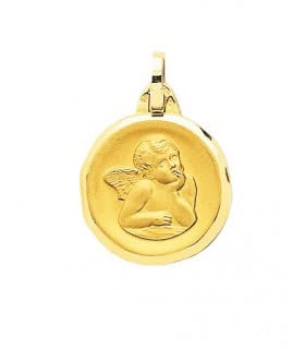 Médaille Or Ange Raphaël pendentif religieux chrétien or jaune pour communion et naissance