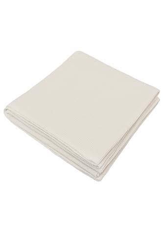 Image of Lilax Cotton Knit Receiving Blanket, Warm Cozy Swaddle Cuddle Stroller Crib Blanket for Newborns Infants & Toddlers 33.5 inch x 31.5 inch, Cream